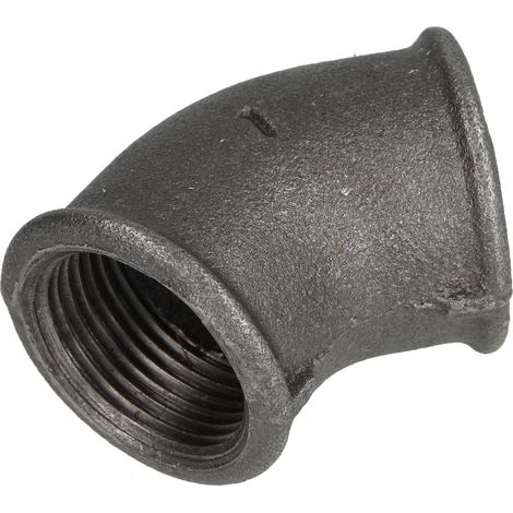 Raccord en fonte malléable noir coude 45° 1'' FF/FF