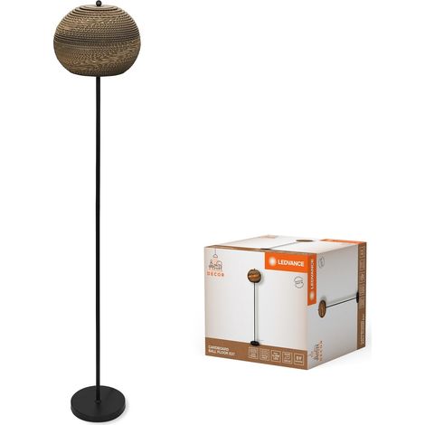 lampadaire Decor Cardboard Ball marron en carton ondulé, léger, E27, hauteur 1600 mm, abat-jour en matériau recyclé, durabgrâce à une source lumineuse remplaçable, facià installer (1/4)