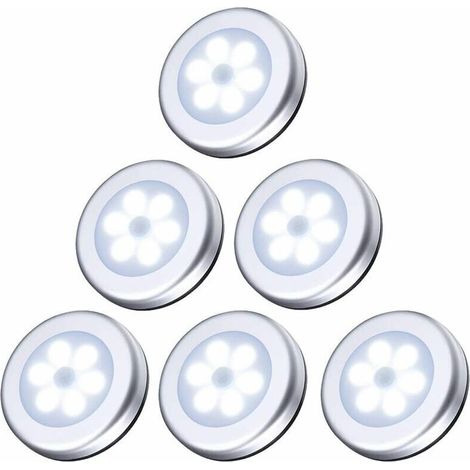 YMYNY Veilleuse avec détecteur de mouvement, détecteur de mouvement à 6 LED, capteur d'éclairage à LED marche / arrêt automatique, lumière blanche, éclairage de placard à piles, éclairage de placard p