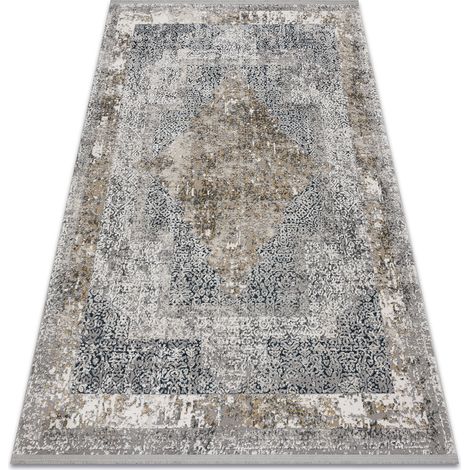 Modern Teppich TULS strukturell, Franse 51323 Vintage, Rahmen, Rosette elfenbein / grau  grey 80x150 cm