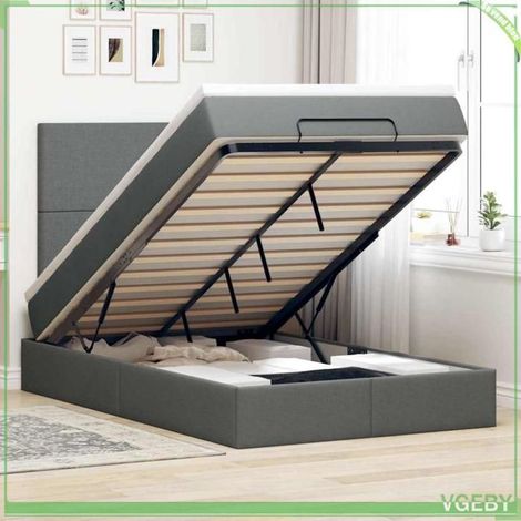 Cadre de lit ottoman avec matelas - 3313058 - Gris foncé - 120x190 cm - Rangement hydraulique (1/5)