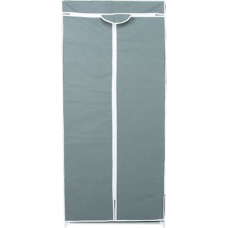 Armoire pliante en tissu non tissé avec fermeture à glissière, gris argenté, étagère de rangement pour vêtements, organisateur de placard pliable (1/5)
