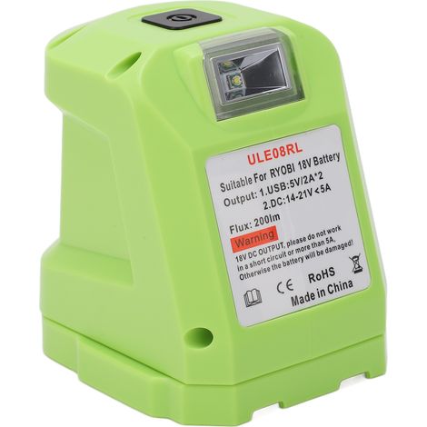 Convertisseur de batterie au lithium 18 V avec projecteur, double sortie USB 5 V 2 A, adaptateur pour batterie d'outil électrique (1/5)