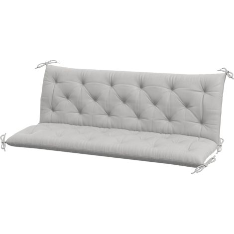 Coussin de banc 3 places avec sangles 150x98x8 cm, gris clair