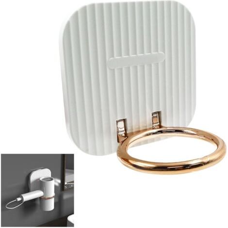Porte sèche cheveux support mural Porte sèche cheveux pliable auto-adhésif - 1 pièce (1/5)