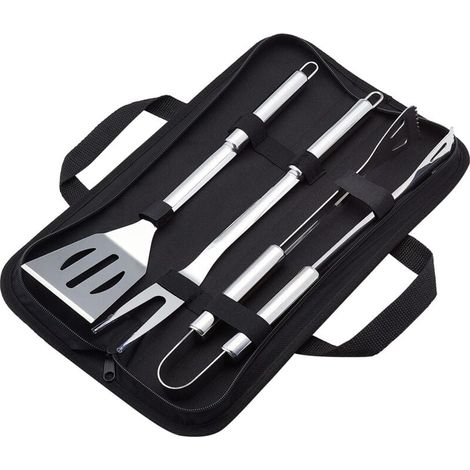Ensemble de base de 3 ustensiles de barbecue en acier inoxydable avec sac de transport (1/4)