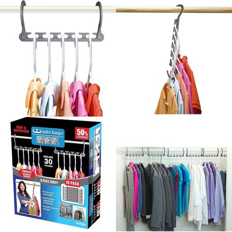 TrAdE Shop Traesio - Organizer Salvaspazio 10 Porta Stampelle Grucce Per Armadio Wonder Hanger Max -