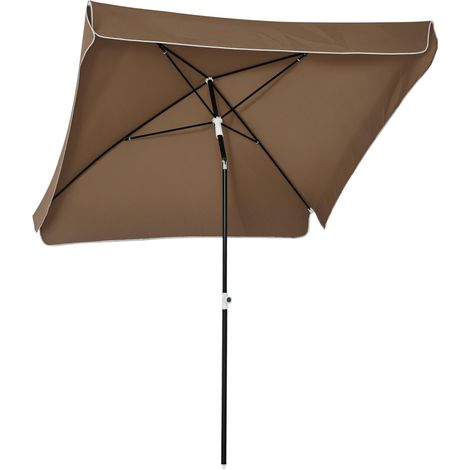Parasol d'extérieur 2x2 m avec toile carrée, réglable et portable, en métal et polyester, couleur café