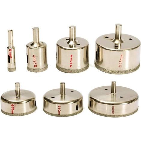 Lot de 7 forets diamantés pour perceuse de diamant avec revêtement en verre marbré et verre. Décapsuleur pour carrelage et céramique. (1/5)