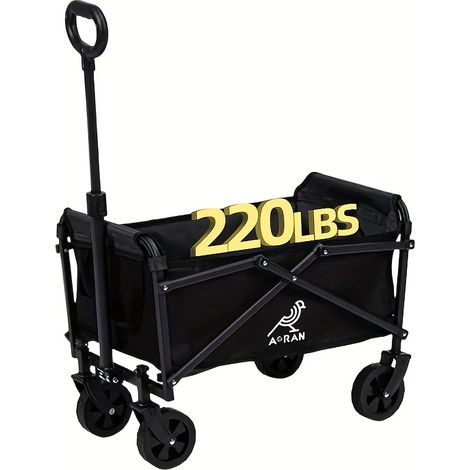 Chariot Transport Pliable – Cadre Acier, Toile Oxford 600D. Prêt à l'Emploi. Modèle (Noir 100kg). (1/5)