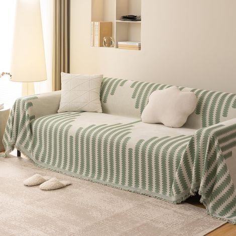 Plaid de canapé en chenille à rayures vertes, 300GSM, multisize, lavable en machine, 180x230 cm (1/5)