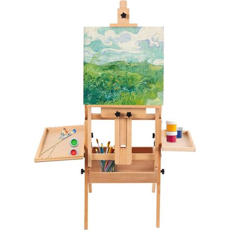 Support de peinture réglable en bois pour peinture avec compartiment de rangement Qualité et robustesse Chevalet en bois pour enfants et adultes