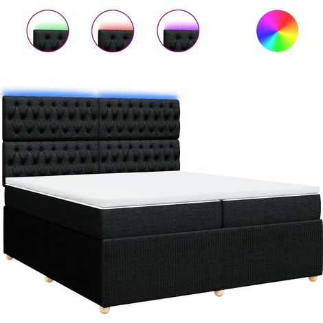 Maison Exclusive - Giroletto a Molle con Materasso Nero 200x200 cm in Tessuto (1/5)
