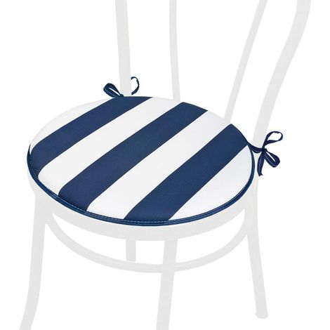 Cuscino Sedia Rotondo Morbido Coprisedia Giardino Cucina Universale Lavabile 100% Made In Italy - Blu
