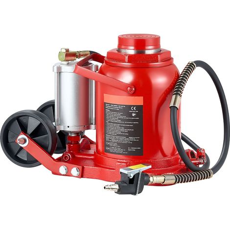 Cric bouteille pneumatique hydraulique 50 tonnes (110231,5 lb), levage 265-410 mm, vérin soudé renforcé manuel/air avec pompe pour SUV, pick-up, camion, camping-car, réparation auto, rouge (1/5)