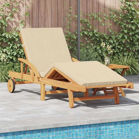 Transat 2 pcs Beige Bois d'Acacia Massif (1/5)