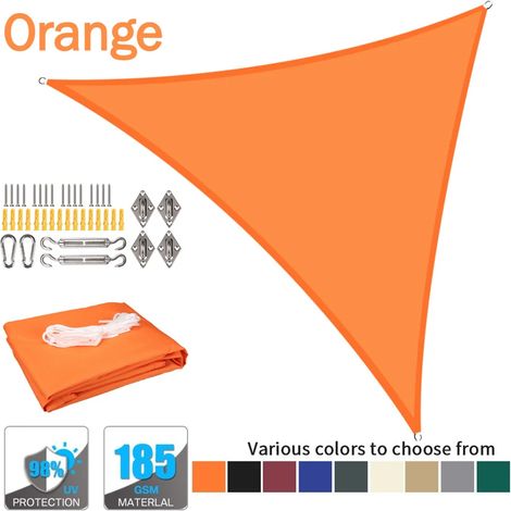 (Orange, accessoires de montage inclus, 500 x 500 x 700 cm) Voile d'ombrage triangulaire imperméable, tente de piscine pour terrasse extérieure (1/5)