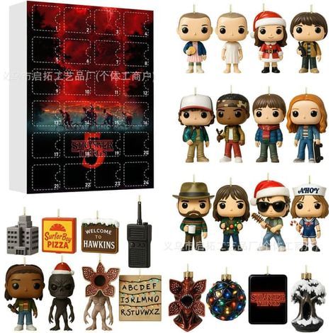 Havsglas Tomte Calendrier de l'Avent 2026 – Liten Tomte Julnedräkning Stranger Things E