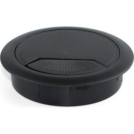 Pasacables redondo empotrado de Ø60 mm para mesa de escritorio, plástico, negro, paquete de 20 (1/5)