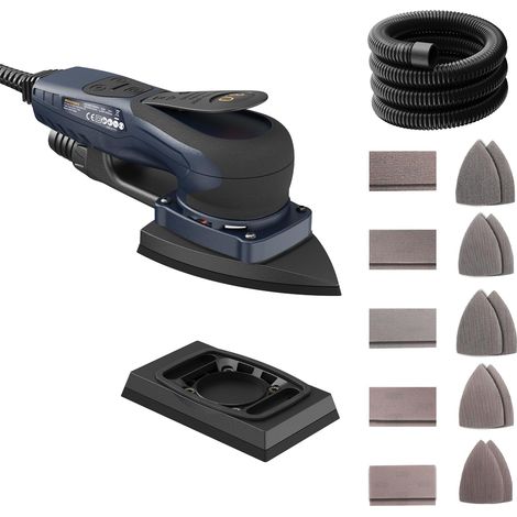 Ponceuse Delta et Rectangle 2-en-1 sans balais 350W, 6 vitesses réglables (4000-10000 tr/min), Arrêt en 1-2 secondes, 20 feuilles abrasives incluses, Parfaite pour les angles serrés (1/5)