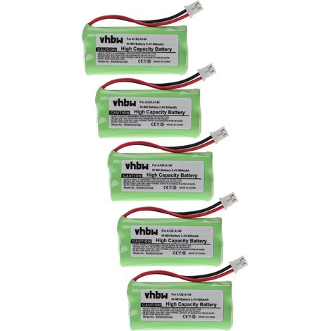 vhbw 5x Akku Ersatz für S30852-D1640-X1, T382, T436-U1, V30145-K1310-X359, V30145-K1310-X383 für schnurlos Festnetz Telefon (800mAh, 2,4V, NiMH)