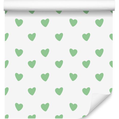 Papier peint Cœur Blanc, Menthe et Vert 50x1000 cm (1/5)