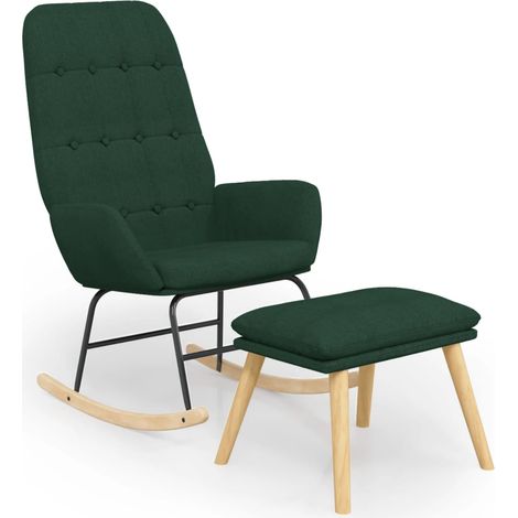 Maison Exclusive - Schaukelstuhl mit Fußhocker Dunkelgrün Stoff (1/5)