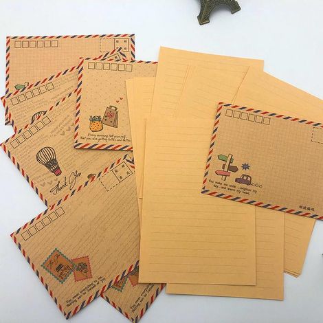 Enveloppe kraft B6 + 8 enveloppes aériennes + 20 papeterie + 8 stickers carte postale, carte de vœux, protection de carte, ensemble de papeterie (hors autres articles) (1/5)