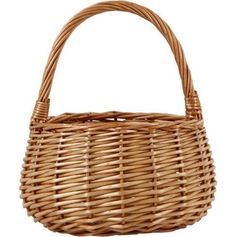 Panier tressé en osier fait main avec anse-Convient pour les paniers de fleurs de mariage, les décorations de jardin,