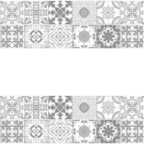 (Gris, 10 cm x 10 cm, 24 pièces) Sticker mural autocollant motif mandala, PVC imperméable, décoration murale pour cuisine