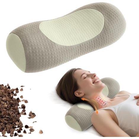 Oreiller en sarrasin pour le soutien de la nuque et un meilleur sommeil - Emballage individuel (15 x 45 cm) [Emballage individuel]-AquaForge (1/5)