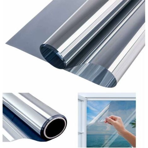 Lámina adhesiva para ventanas, lámina de espejo unidireccional, protección solar, anti-UV, anti-calor, lámina para ventanas que proporciona privacidad, 40×200cm
