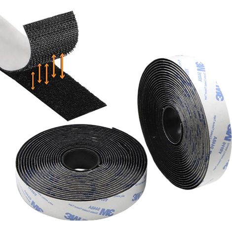 (25 mm, nero) Nastro di Velcro autoadesivo extra strong 6-m (colla di marca 3M), Velcro riutilizzabili fai da te, fai da te, cucito (1/5)