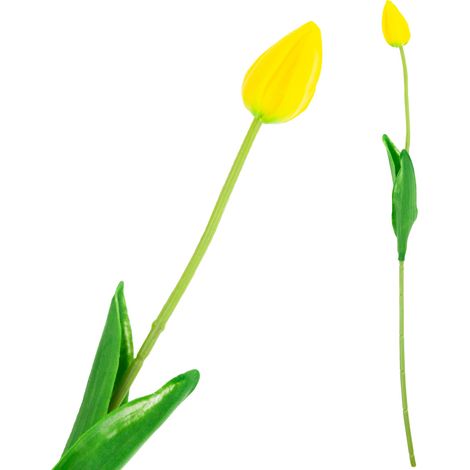 CV26799-4 Künstliche, gummibeschichtete gelbe Tulpe, wunderschön wie lebende Schaumstofftulpen, Tischdekoration
