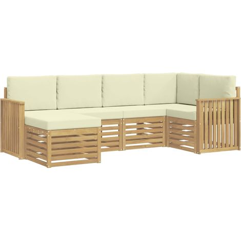 Conjunto de sofás de exterior 6 pcs Blanco y Crema Poliéster vidaXL (1/5)