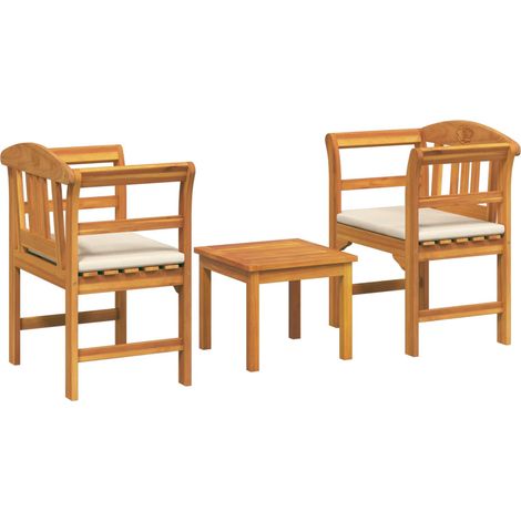 Garden Rose Lounge Set with Cushion 3 pcs Solid Acacia Wood vidaXL