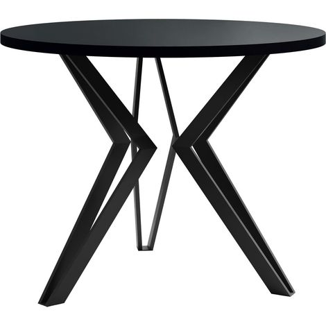 Table basse Dearborn 105, Noir, 50x0x0cm, Diamètre: 65, Stratifié, Rond (1/3)