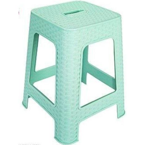 TRADE SHOP - Sgabello In Plastica Rattan Verde Acqua H 45,5 Cm Sedia Complemento D'arredo -