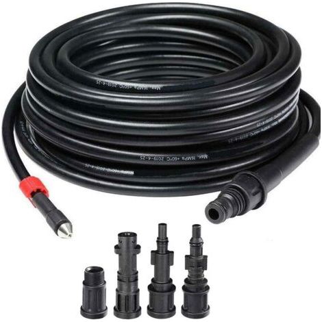 Tuyau haute pression avec 4 raccords - pour nettoyeurs haute pression Kärcher/Lavor/Interpump/Bosch - kit de nettoyage de canalisations - 5 m (1/5)