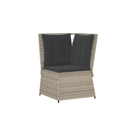 Canapé d'angle de jardin et coussins gris clair résine tressée (1/5)