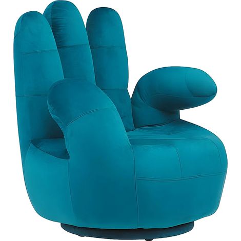 Poltrona a forma di mano girevole in velluto Verde petrolio petrolio - CATCHY (1/5)