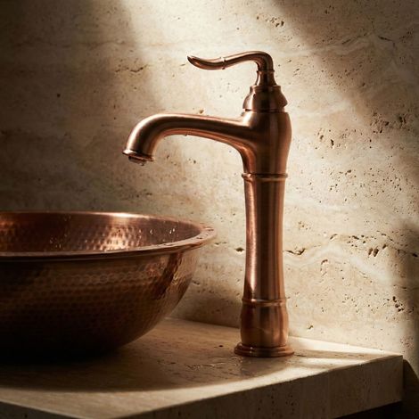 PaulGurkes Robinet Nostalgie en Cuivre Bronze pour Lavabo Sur Plateau