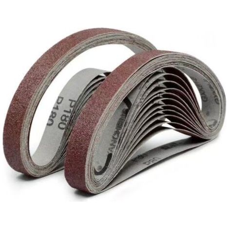 Set mit 20 Schleifbändern 15mm x 452mm, Körnung 60 aus Aluminiumoxid - Für Holzbearbeitung, Metallpolieren, Messerschärfer (1/4)