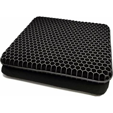 Coussin de Chaise en Gel Respirant, Coussin Orthopédique Anti-Escarre avec Housse Antidérapante pour Soulager la Pression, Idéal pour Voiture, Bureau, Maison et Fauteuil Roulant (Noir) (1/5)