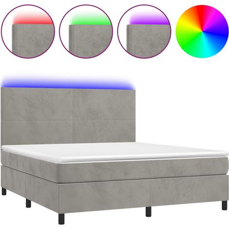 Maison Exclusive - Cama box spring colchón y LED terciopelo gris (1/5)
