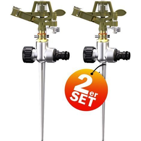 Arroseur Sprinkler irrigation arrosage Arroseur avec piquet Arrosage jusqu'à 24 m - 360 ° Arrosoir avec fiche femelle pour les systèmes habituelles (1/5)