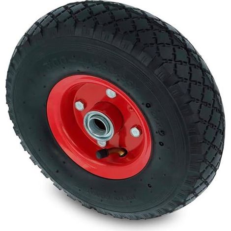 Roue gonflable avec chambre à air, diamètre 220 mm, alésage 16 mm, pour chariot et caddie (1/2)