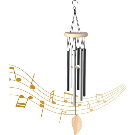Carillon éolien de jardin de 70 cm avec musique, 6 tubes en aluminium, carillon décoratif
