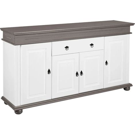 Madia 4 Ante con Cassetto Legno Bianco Grigio Credenza da Soggiorno (1/5)