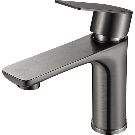 Miscelatore per lavabo - Rubinetto monocomando per bagno, Rubinetto per lavabo estraibile in ceramica a basso rumore, Acciaio inossidabile, Argento